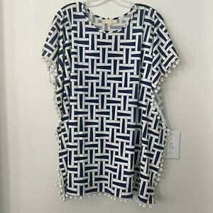 Britt Ryan Abstract Pom Pom Kaftan Tunic Top S
